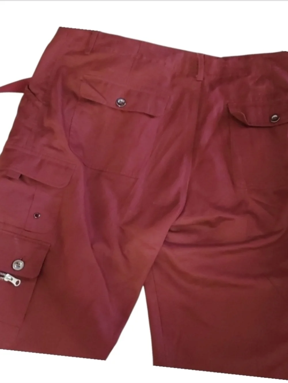 BYN DYNASTY Men's Red Cargo Shorts Streetwear Style Size 42 Belt Multi Pocket